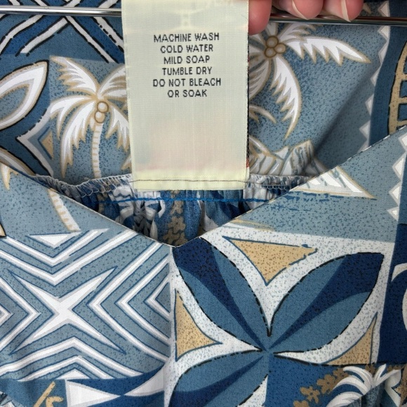 Vintage Hawaiian Togs Bark Cloth Dress Blue Luau Kaftan Muu Muu Tiered Size M - Picture 5 of 7